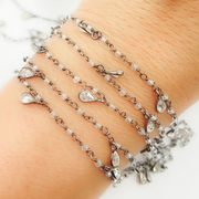 White Topaz & CZ Dangle Oxidized Wire Chain